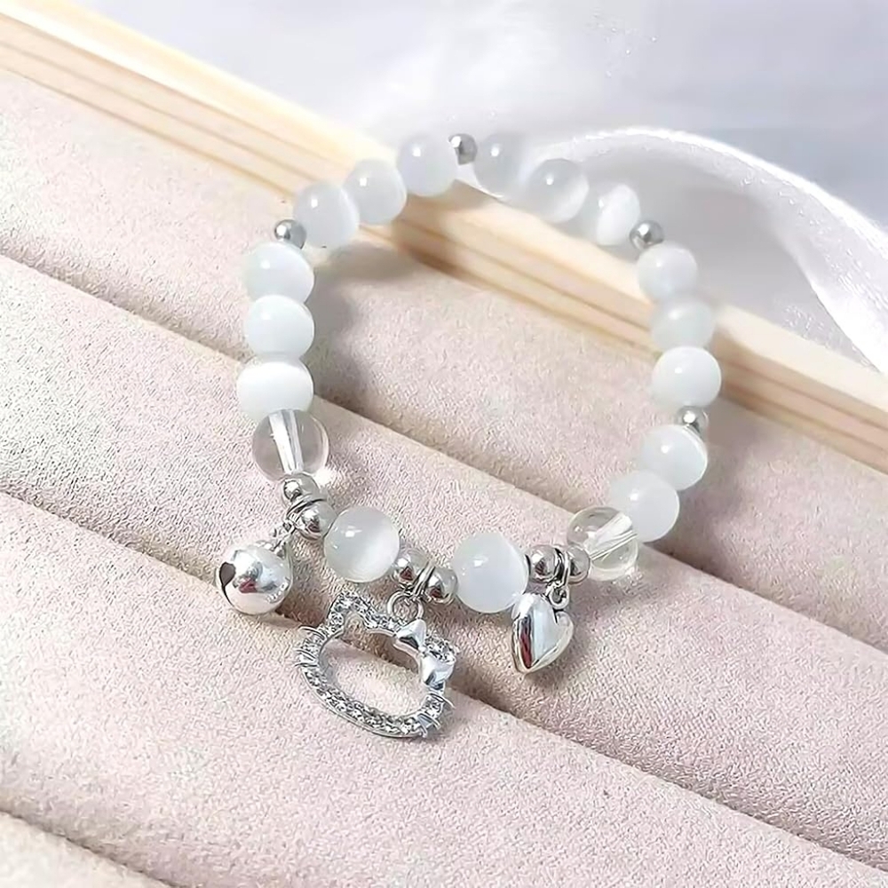 Brand New, Beaded, Hello Kitty Bracelet with Heart & Bells Charm by Sanrio - Picture 1 of 7